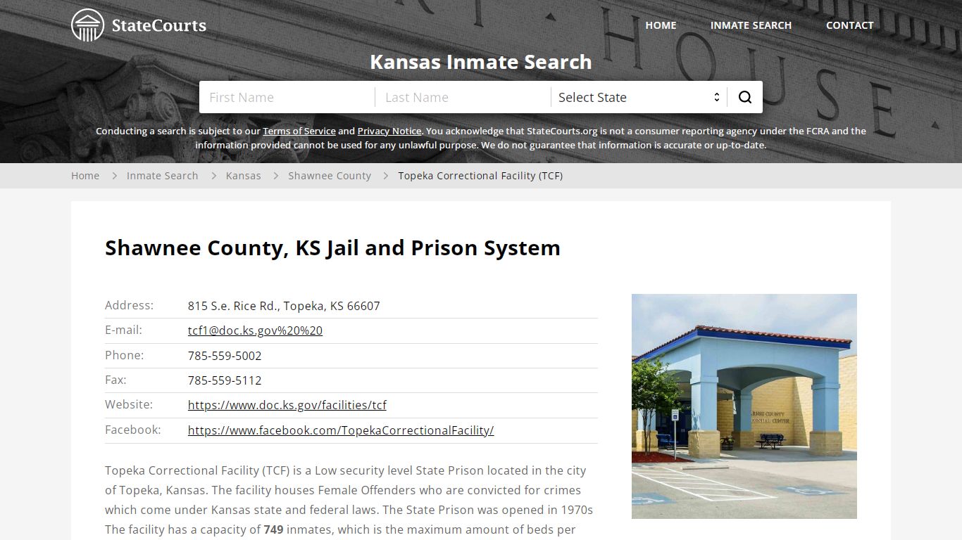 Topeka Correctional Facility (TCF) Inmate Records Search ...