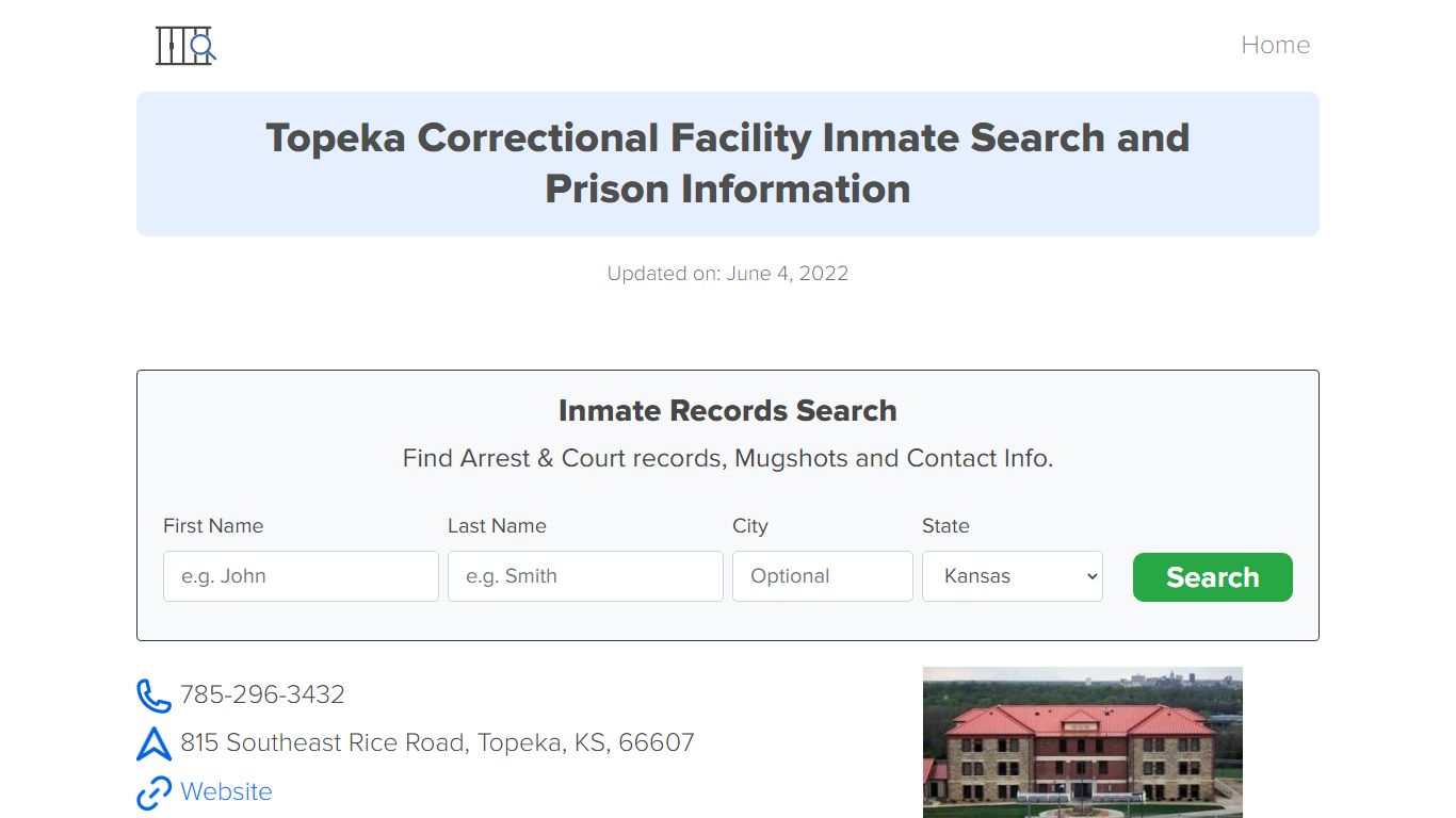 Topeka Correctional Facility Inmate Search, Visitation ...